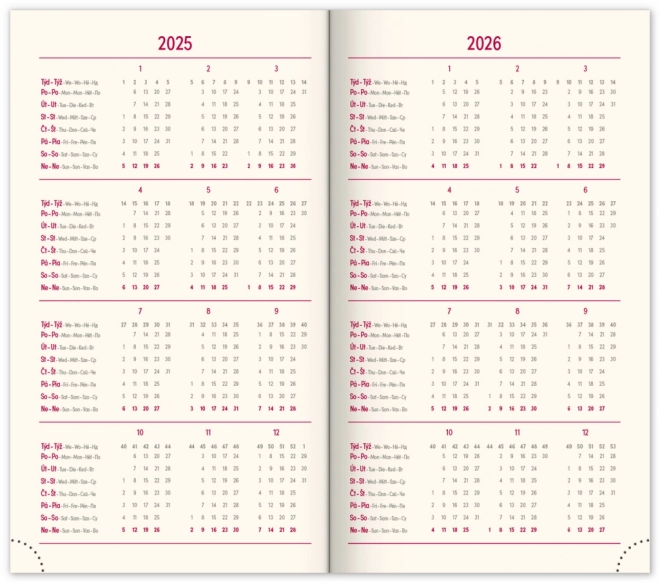 Kompakter Taschenkalender 2025 von NOTIQUE in Rosa