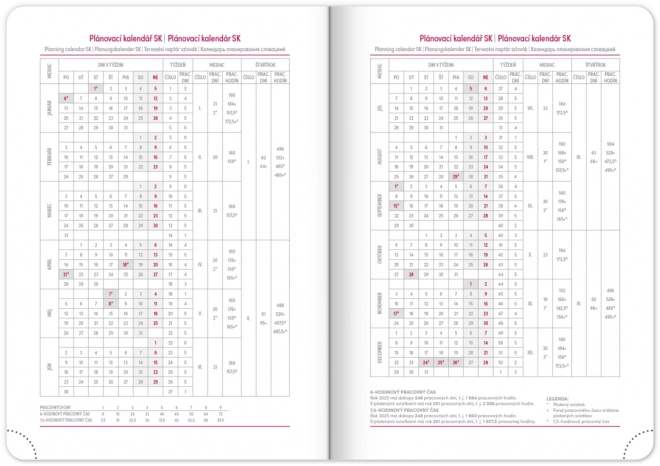 Notique Wochenkalender Neo Aprint 2025, Rosa, 15 x 21 cm