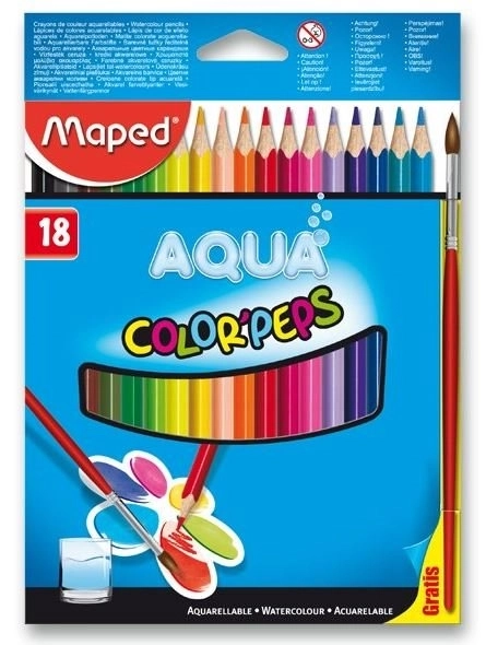 Maped Dreikant-Aquarellstifte Aqua Color'Peps 18 Stück + Pinsel