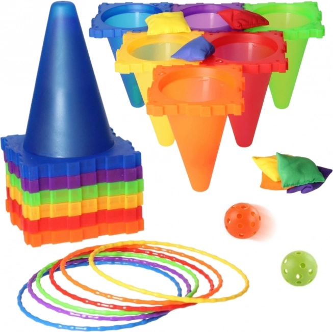 Woopie Outdoor-Spielset 3-in-1 – Kegel, Ringe und Säckchen, 30 Teile