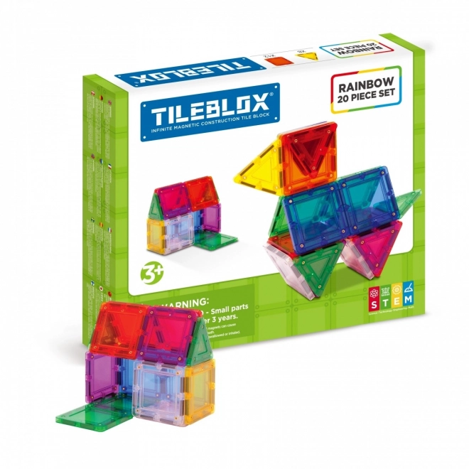 Magnetische Bausteine Tileblox Regenbogen 20 Teile