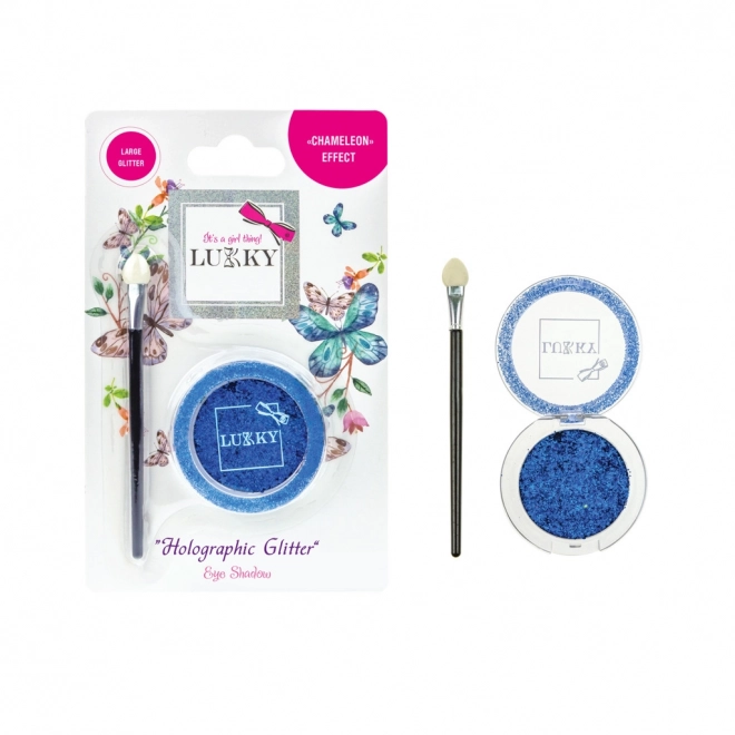 Gelartige Lidschatten mit holografischem Glitzer und Pinsel
