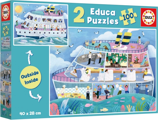 Educa Puzzle Tourenschiff - Außen und Innen 2x100 Teile