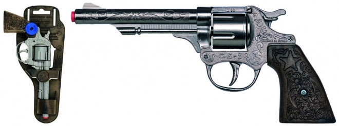 Silberner Cowboy-Revolver, Metall - 8 Schuss