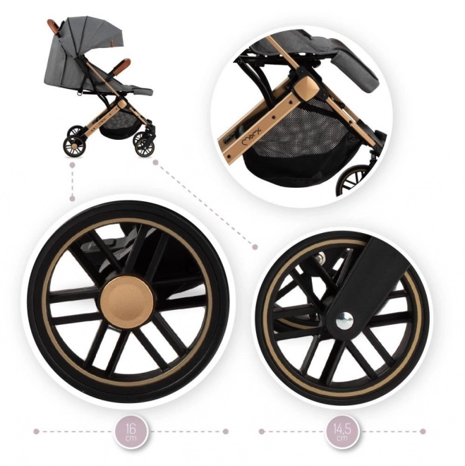 Sportkinderwagen MoMi Estelle Grau mit Goldrahmen