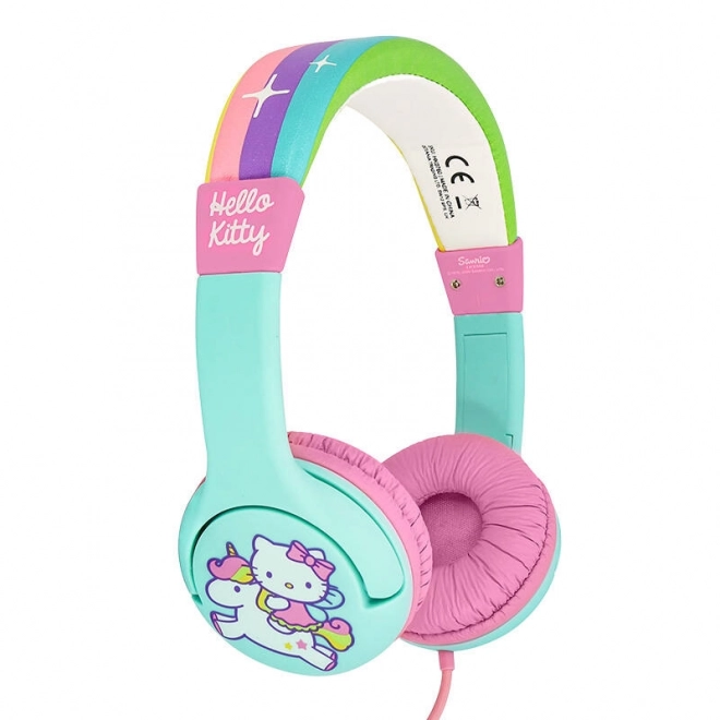 Drähte Kinderkopfhörer Hello Kitty Regenbogen (Türkis)