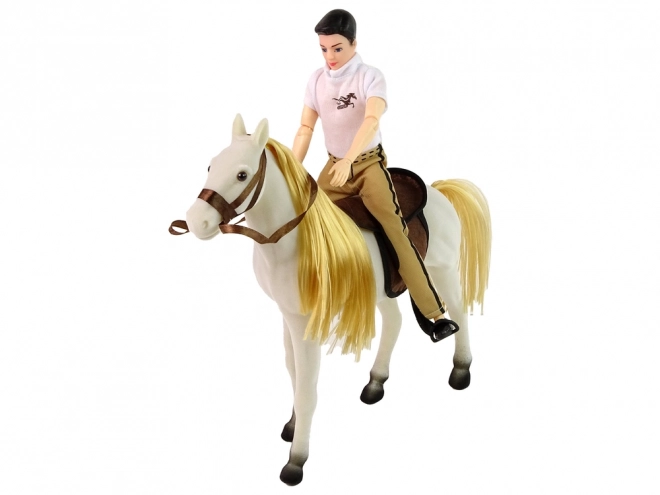 Reiterpuppe mit weißem Pferd