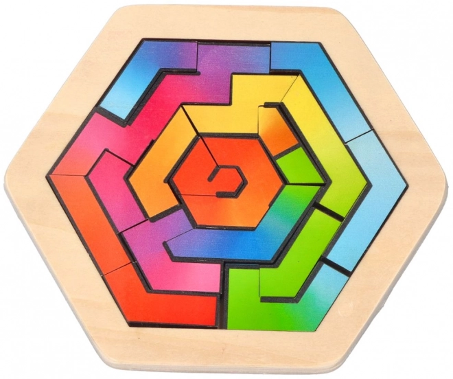 GOKI Holzpuzzle Knobelspiel Sechseck 18 Teile
