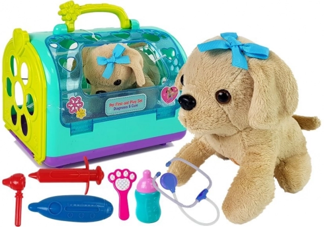 Tierarztset mit Hund und Tragebox