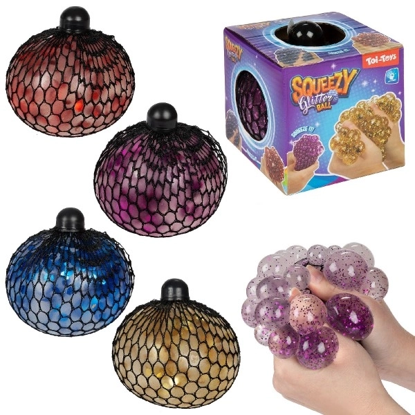 Antistressball mit Glitzer in 4 Farben