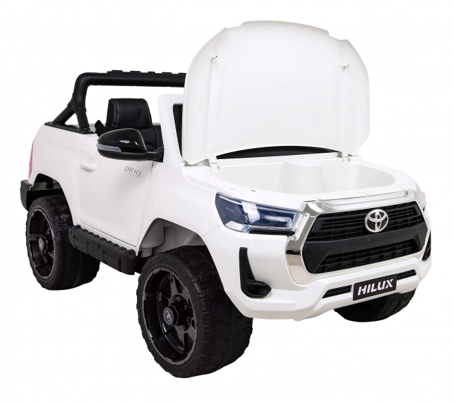 Toyota Hilux Batterie für Kinder Weiß + Antrieb 4x4 + Fernbedienung + 2 Gepäckträger + Radio MP3 + LED-Leuchte