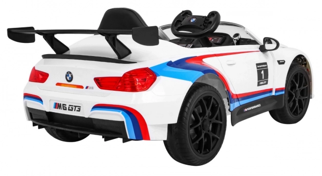BMW M6 GT3 Kinderauto mit Batterie Weiß + Belüftung + MP3 Sounds Lichter + Fernsteuerung