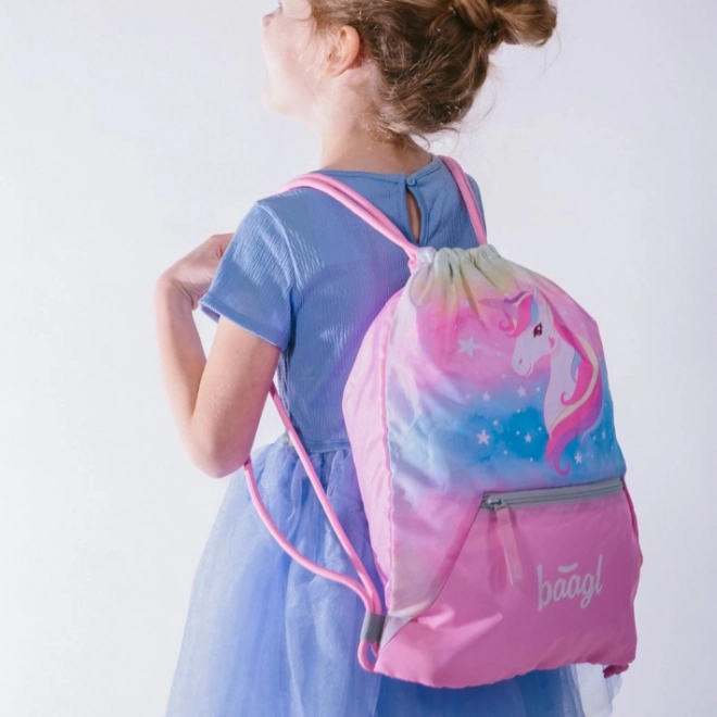 Baagl Set Zippy Plus Rainbow Unicorn: Schulranzen, Federmäppchen, Beutel, Schürze, Geldbörse