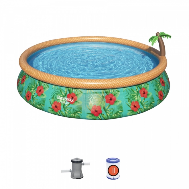 Aufblasbarer Pool mit tropischem Sprinkler Bestway 457 x 84 cm