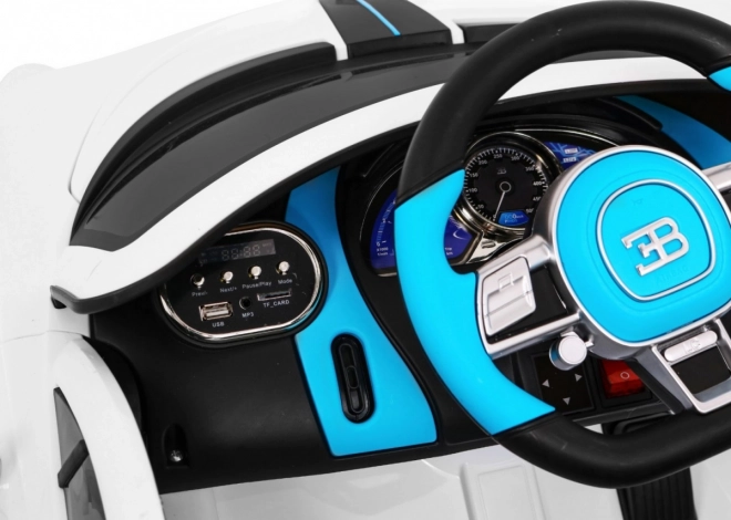 Bugatti Divo Elektrisches Kinderauto weiß + Fernbedienung + EVA + Langsamer Start + LED MP3