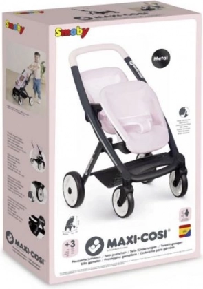 Sportwagen für Puppenzwillinge Maxi Cosi hellrosa