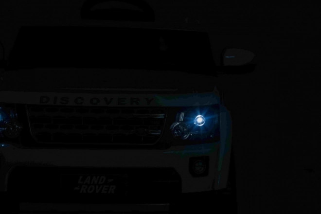 Land Rover Discovery Elektrisches Kinderauto weiß + Fernbedienung + EVA-Räder + langsamer Start + MP3 Radio