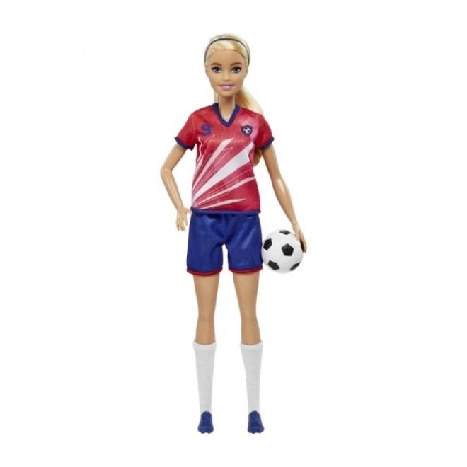 Barbie Fußballspielerin in rotem Trikot