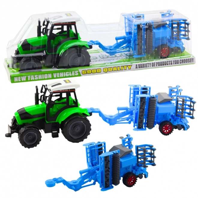 Großer Set Agrartraktor mit Scheibenegge