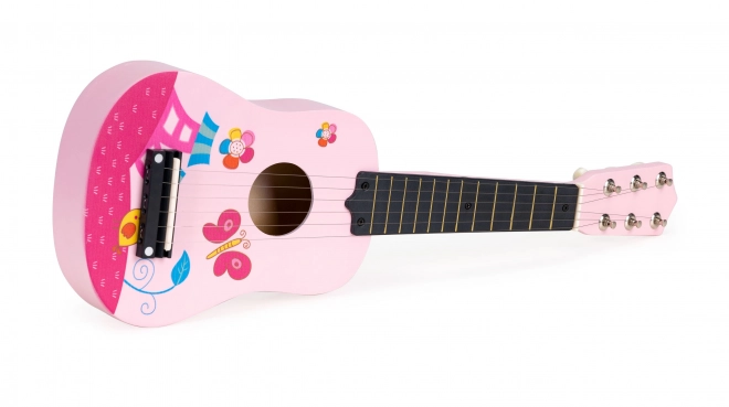 Kindergitarre aus Holz mit Metall-Saiten in Pink