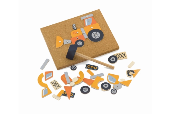 Korkplatte, Hammer und Pins