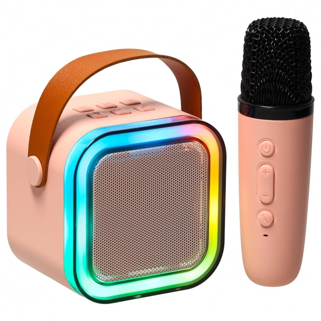 Karaoke-Set mit Mikrofon und tragbarem Bluetooth-Lautsprecher USB Led Rosa