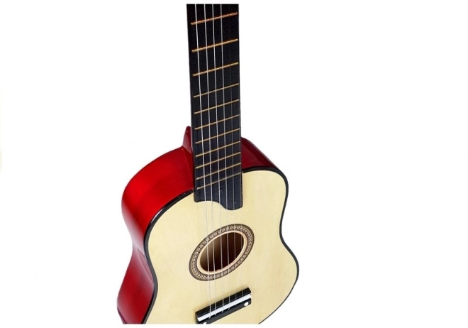 Kinder-Holzgitarre mit Metallsaiten und Plektrum – cremefarben