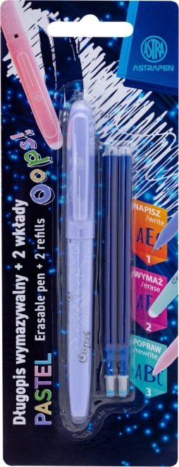 Astra Oops! Radierbarer Stift 0,6 mm + 2 Nachfüllungen (Mix, Pastellfarben)