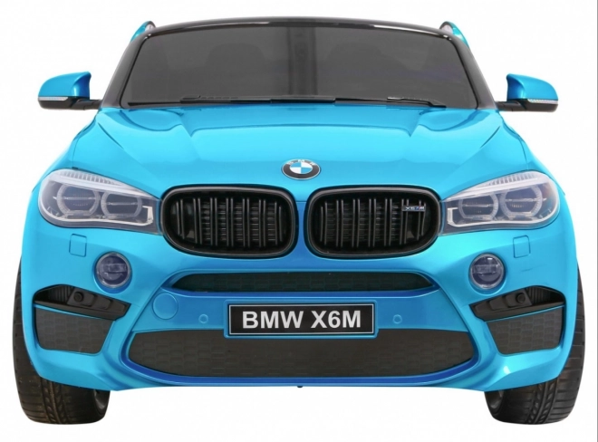 BMW X6M XXL pro 2 Kinder Blaue Farbe + Pilot + Eco-Leder + Sicherheitsgurte + Langsamer Start + MP3 + LED