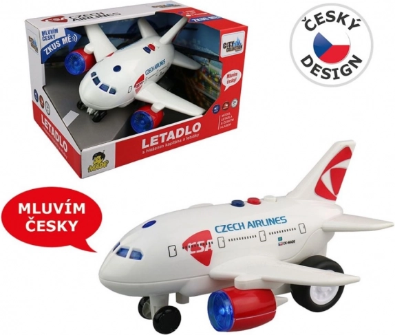 CSA-Flugzeug mit Ansagen von Kapitän und Flugbegleiterin, Schwungradantrieb, 20 cm