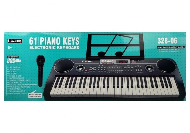 Musik Keyboard Set mit Mikrofon und Netzteil