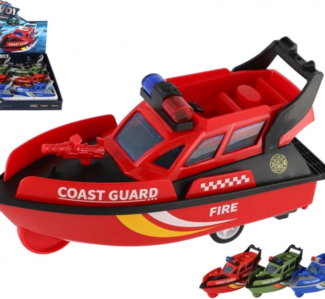 Rettungsboot aus Plastik mit Uhrwerk 14 cm
