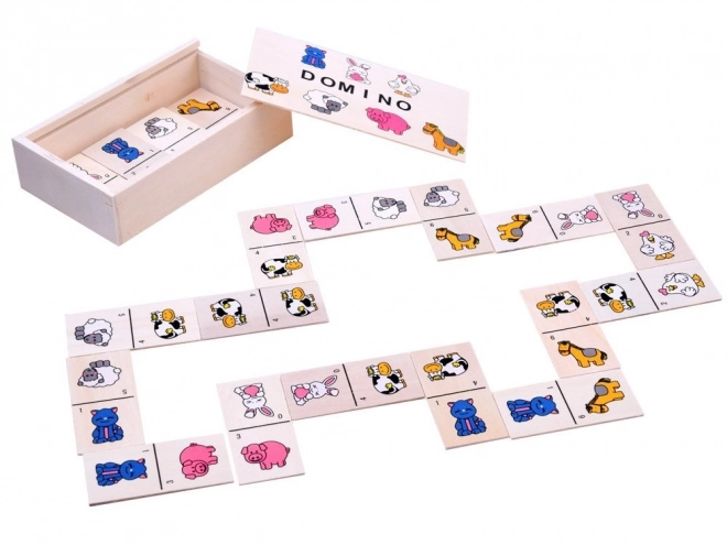 Buntes Domino-Spiel mit Tiermotiven für Kinder