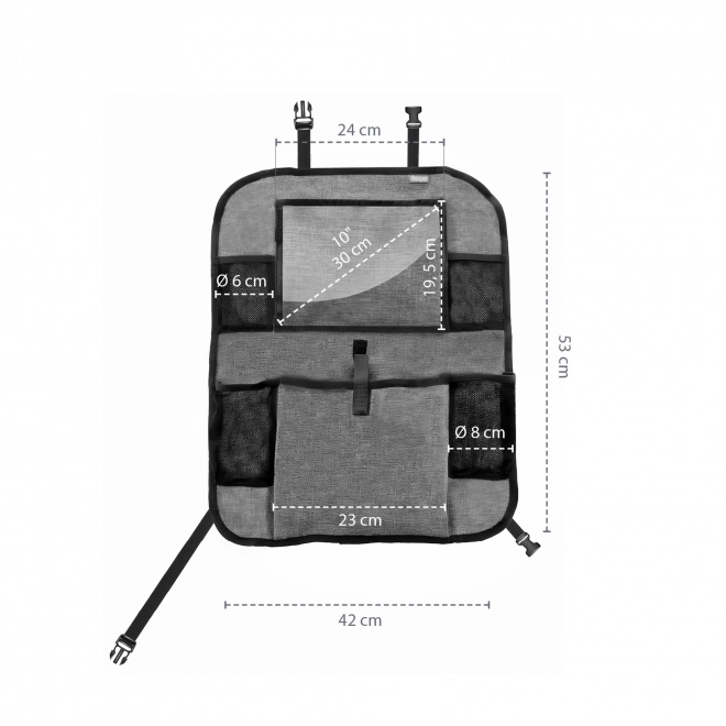 Organizer für den Autositz mit Tablettasche, Grau