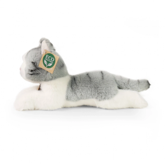 Grauer liegender Plüschkatze ECO-FRIENDLY