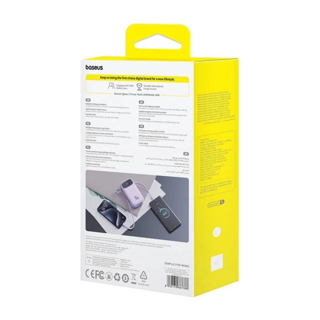 Baseus QPow tragbare Powerbank 20000mAh 30W lila