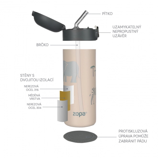 Thermosflasche mit Strohhalm 400 ml Safari