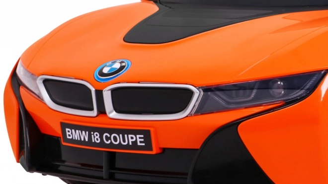 BMW I8 Lift Batteriefahrzeug Orange + Fernbedienung + Langsamer Start + 3-Punkt-Gurte + MP3 USB + LED-Diode