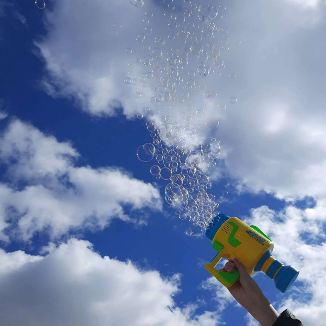 Gelbe Seifenblasenmaschine mit Licht