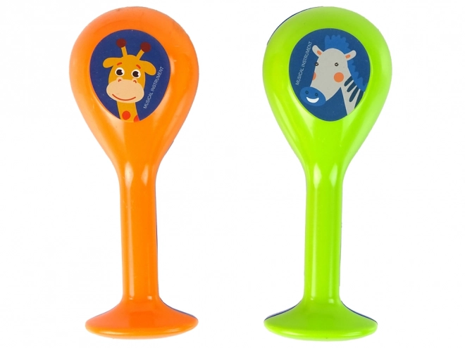 Set Mit Zwei Rasseln Maracas Tiere