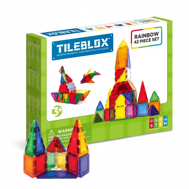 Magnetische Bauklötze Tileblox Regenbogen Set 42-teilig