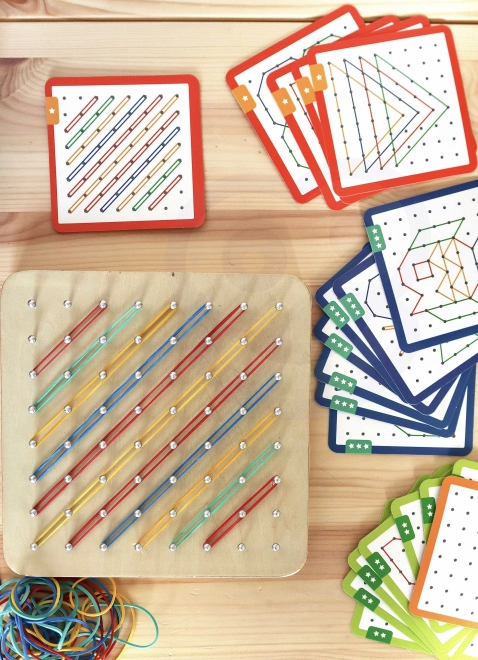 Holz-Geoplan-Spiel mit Gummibändern für Kinder