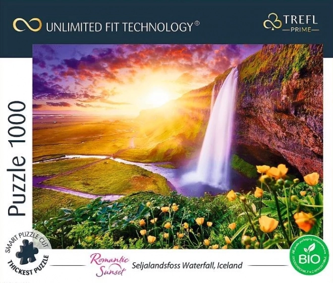 TREFL Puzzle Romantischer Sonnenuntergang: Seljalandsfoss Wasserfall, Island 1000 Teile