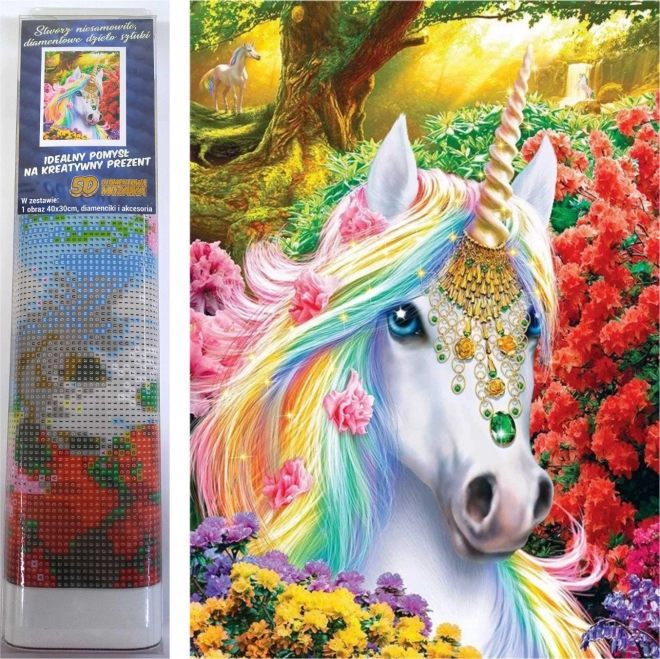 Diamant Malset Verzierte Einhorn Leinwand 30x40cm