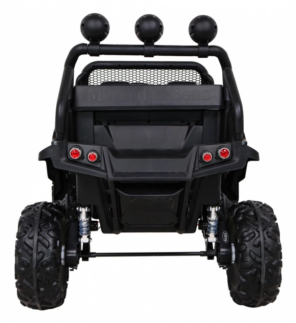 Mercedes Benz Unimog für Kinder schwarz + Antrieb 4x4 + Fernbedienung + Kofferraum + langsamer Start + MP3 LED