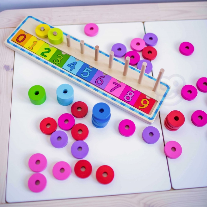 Holzpuzzle Farben und Zahlen lernen Montessori