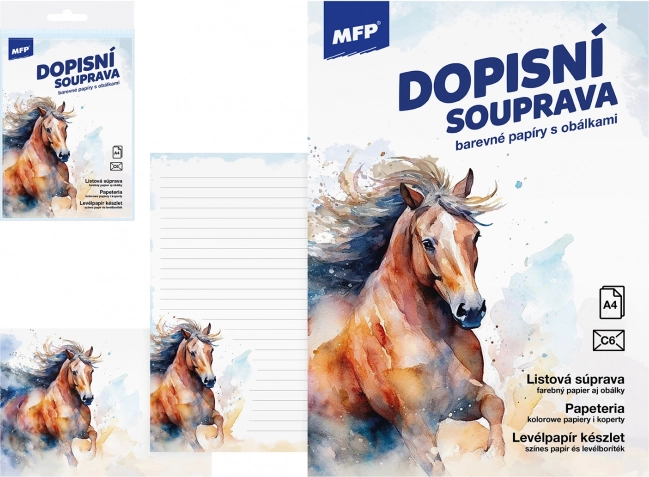 Briefpapier mit Pferdemotiv - Farbset
