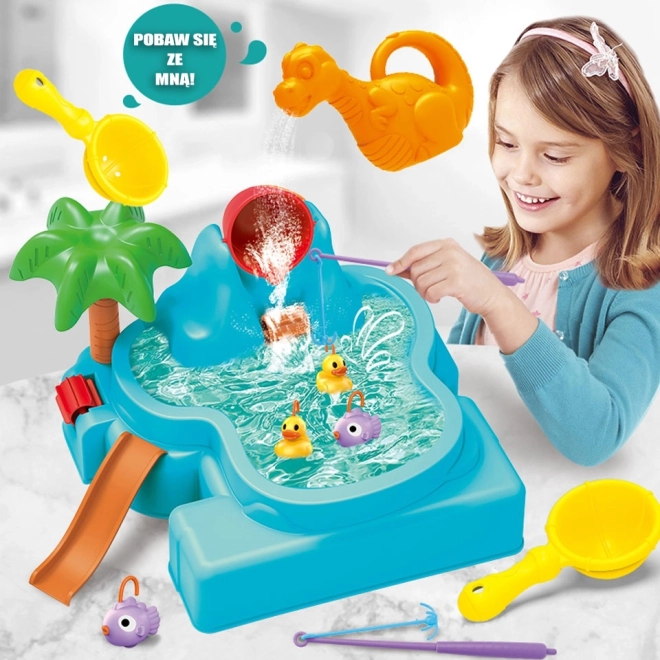 Woopie Wasser Spieltisch 2-in-1 Fischfang-Spiel mit Wasserfall