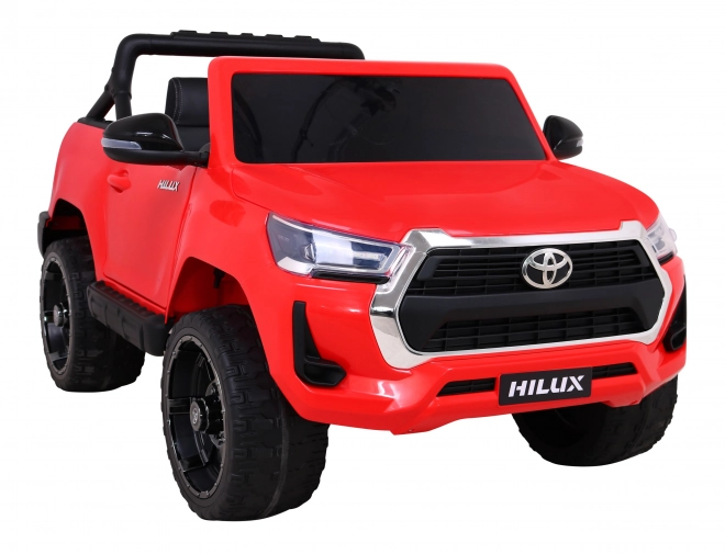 Toyota Hilux Batterie Kinderauto Rot + Allradantrieb 4x4 + Fernbedienung + 2 Gepäckträger + MP3-Radio + LED-Diode