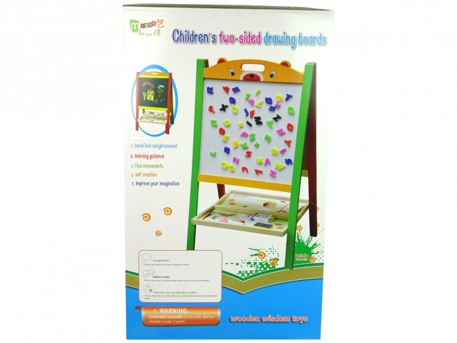 2-in-1 Magnetische Kreidetafel aus Holz für Kinder